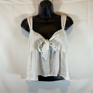 American Eagle Outfitters Cream Tank with Tie Front